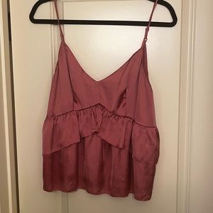 Anthropologie Satin Ruffled Top